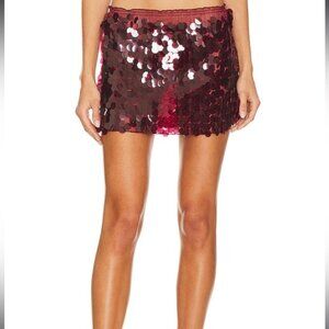 Kim Shui Pailette Mini Skirt in Wine sequin party red revolve